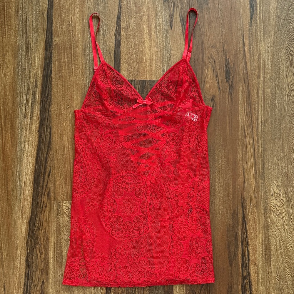 Victoria’s Secret Red Lace Slip Lingerie Size Medium